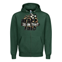 Sports Green my heart is on that field soccer Zipper Hoodie - FaDigitalArtStudio