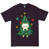 Plum christmas tree cat Premium Tee - MaliasSmallBusiness