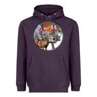 Plum mule buck deer christmas Heavyweight Hoodie - LillyAllenDesigns