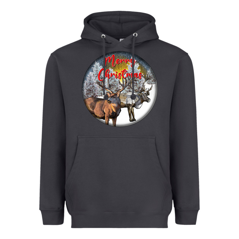 Mule Buck Deer Christmas Heavyweight Hoodie by LillyAllenDesigns | Teevron