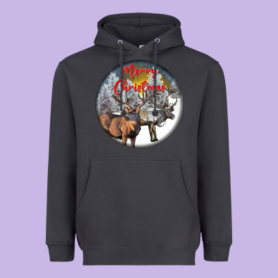 Mule Buck Deer Christmas Heavyweight Hoodie Designed By Lillyallendesigns