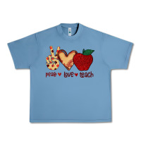 Pebble Blue Peace Love Teach Urban Heavy Tee - Bettercallsaul