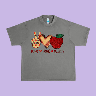 Peace Love Teach Urban Heavy Tee Designed By Bettercallsaul