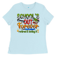 Baby Blue schools out forever Ladies Tee - NancyCooperArtShop