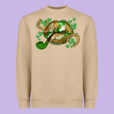 St. Patrick's Day Lips Heavyweight Sweatshirt Designed By Cowgirlartshop