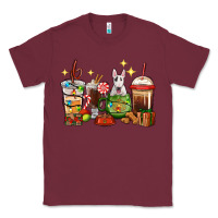 Burgundy Christmas coffee cups with Bull Terrier Classic Tee - RanaPortraitStore
