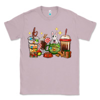 Lilac Christmas coffee cups with Bull Terrier Classic Tee - RanaPortraitStore