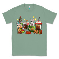 Sage Christmas coffee cups with Bull Terrier Classic Tee - RanaPortraitStore