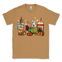 Toasted Coconut Christmas coffee cups with Bull Terrier Classic Tee - RanaPortraitStore