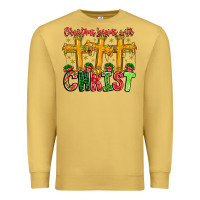 Antique Gold christmas begins with christ Premium Sweatshirt - CowhideDigitalArt