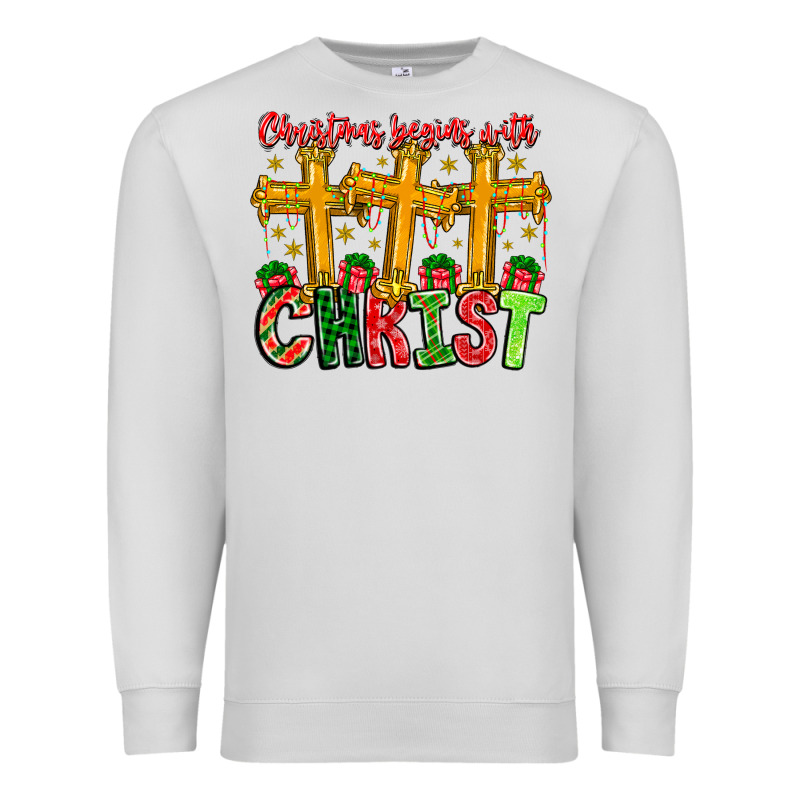 Christmas Begins With Christ Premium Sweatshirt by CowhideDigitalArt | Teevron