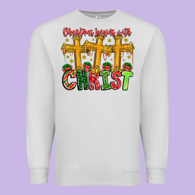 Christmas Begins With Christ Premium Sweatshirt Designed By Cowhidedigitalart