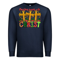 Navy christmas begins with christ Premium Sweatshirt - CowhideDigitalArt