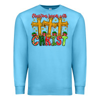 Ocean Blue christmas begins with christ Premium Sweatshirt - CowhideDigitalArt
