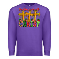 Purple christmas begins with christ Premium Sweatshirt - CowhideDigitalArt