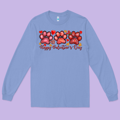 Happy Valentine's Day Paws Valentine's Day Long Sleeve Tee Designed By Howdyjamesfarm