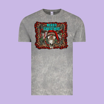 Merry Christmas Bull Skull Vintage Tee Designed By Ranaportraitstore
