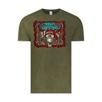 Vintage Olive merry christmas bull skull Vintage Tee - RanaPortraitStore