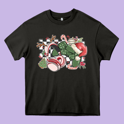 Gamer Christmas Game Controller Heavy Core Tee Designed By Maliassmallbusiness
