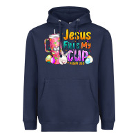 Navy Jesus Fills My Cup Easter Heavyweight Hoodie - CowhideDigitalArt
