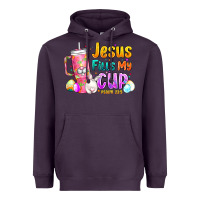 Plum Jesus Fills My Cup Easter Heavyweight Hoodie - CowhideDigitalArt