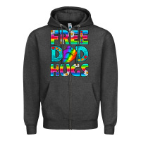 Charcoal Heather Pride LGBTQ Free Dad Hugs Zipper Hoodie - BundleAndBundleShop