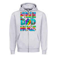 Heather Grey Pride LGBTQ Free Dad Hugs Zipper Hoodie - BundleAndBundleShop