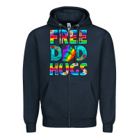 Navy Pride LGBTQ Free Dad Hugs Zipper Hoodie - BundleAndBundleShop