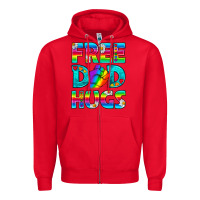 Red Pride LGBTQ Free Dad Hugs Zipper Hoodie - BundleAndBundleShop