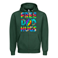 Sports Green Pride LGBTQ Free Dad Hugs Zipper Hoodie - BundleAndBundleShop