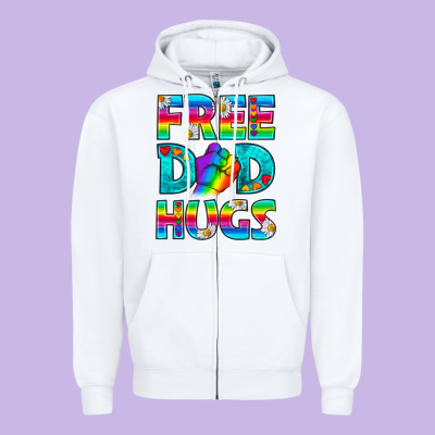 Pride Lgbtq Free Dad Hugs Zipper Hoodie Designed By Bundleandbundleshop