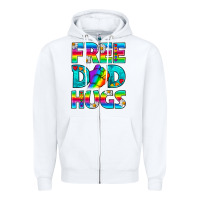 White Pride LGBTQ Free Dad Hugs Zipper Hoodie - BundleAndBundleShop