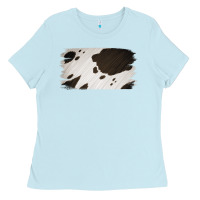 Baby Blue Cowhide Black and White Brush Strokes Background Ladies Tee - Jasminsmagicworld
