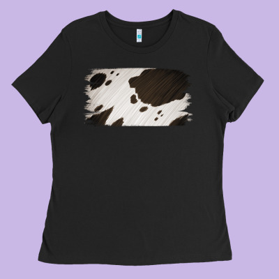 Cowhide Black And White Brush Strokes Background Ladies Tee Designed By Jasminsmagicworld