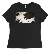 Black Cowhide Black and White Brush Strokes Background Ladies Tee - Jasminsmagicworld