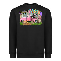 Black Happy Easter truck with farm animals Easter Day Heavyweight Sweatshirt - CowGirlArtShop