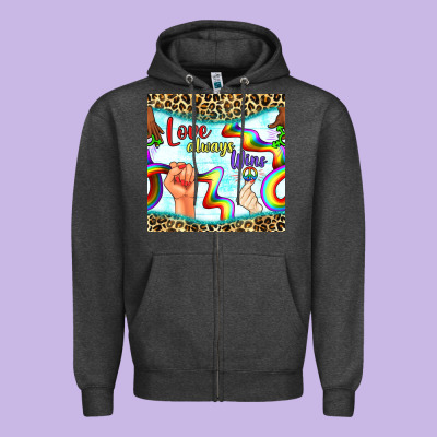 Pride Lgbtq Love Always Wins Peace Gender Symbol Zipper Hoodie Designed By Bundleandbundleshop