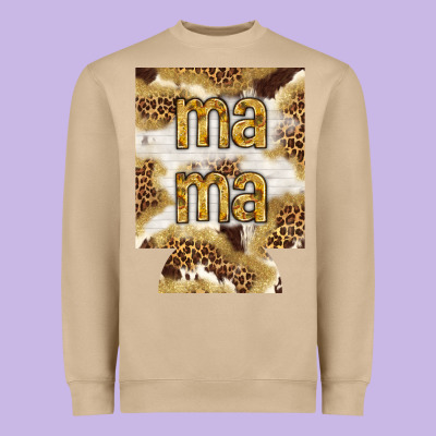 Mama With Leopard And Cowhide Regular Can Cooler Heavyweight Sweatshirt Designed By Howdyjamesfarm
