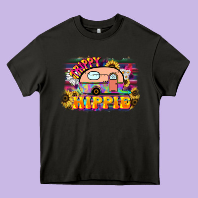 Trippy Hippie Heavy Core Tee Designed By Nancycooperartshop