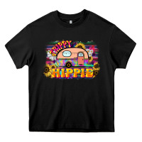 Black trippy hippie Heavy Core Tee - NancyCooperArtShop