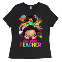 Black preschool teacher Ladies Tee - NancyCooperArtShop