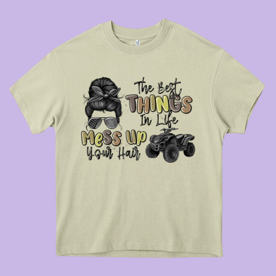 The Best Things In Life Mess Up Your Hair Heavy Core Tee Designed By Maliassmallbusiness