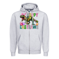 Heather Grey Happy Eastrawr Easter Zipper Hoodie - BundleAndBundleShop