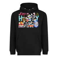 Black One Happy Mama Easter Bunny Heavyweight Hoodie - CowhideDigitalArt