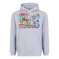 Heather Grey One Happy Mama Easter Bunny Heavyweight Hoodie - CowhideDigitalArt