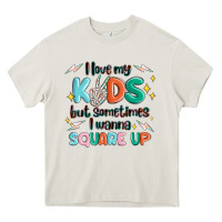Cream i love my kids but sometimes i wanna square up Heavy Core Tee - MaliasSmallBusiness