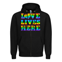 Black Western Love Lives Here Zipper Hoodie - BundleAndBundleShop