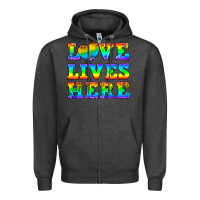Charcoal Heather Western Love Lives Here Zipper Hoodie - BundleAndBundleShop