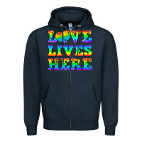 Navy Western Love Lives Here Zipper Hoodie - BundleAndBundleShop