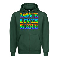 Sports Green Western Love Lives Here Zipper Hoodie - BundleAndBundleShop